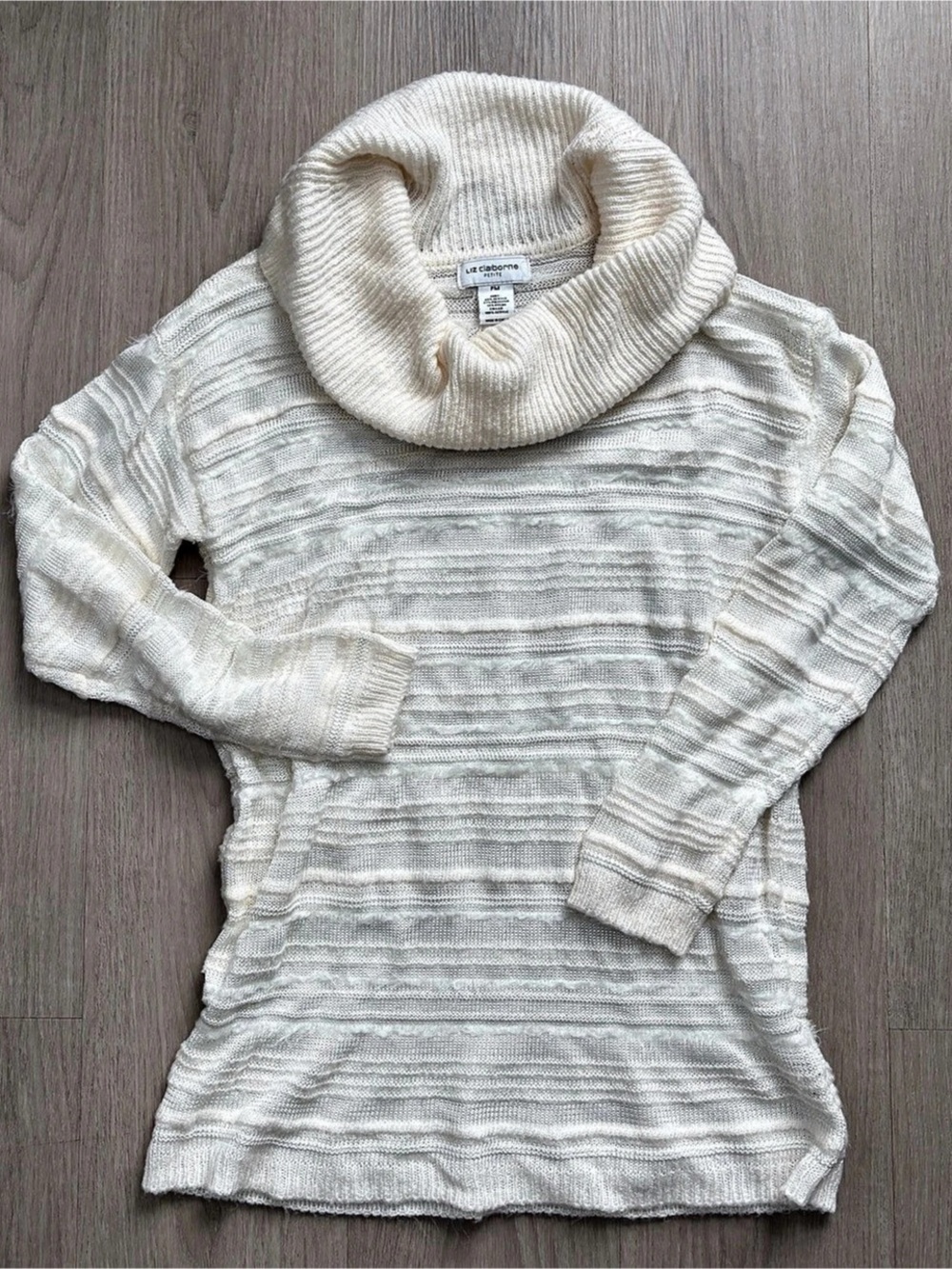Women’s Liz Claiborne Cream Cowl Neck Sweater